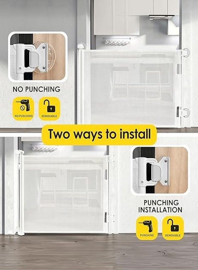 MBUYS MALL Baby Safety Gate, Retractable Mesh, Baby Fence Barrier Expandable Child Gate for Stairs, Doorways | Pet Safety Gate (White''33x55'') - Image 5